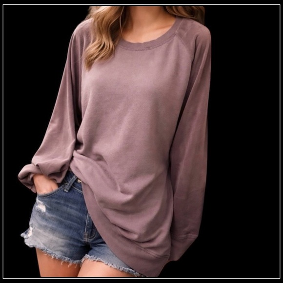 Maurices Tops - Maurices Plus Womens Mauve Velvet Long Sleeve Lounge Baseball Top SZ 1